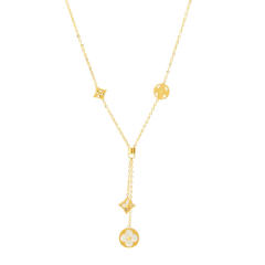 Hollow out clover and star moon pandent stainless steel necklace