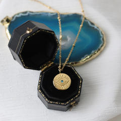 National trend evil eye coin pendant stainless steel necklace