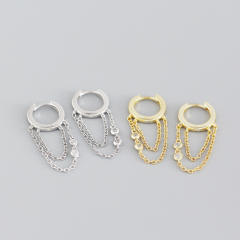 925 sterling silver chain tassel cute huggie earrings