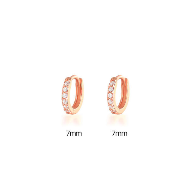 Diamond hoop huggie earrings