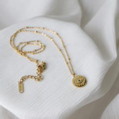 National trend evil eye coin pendant stainless steel necklace