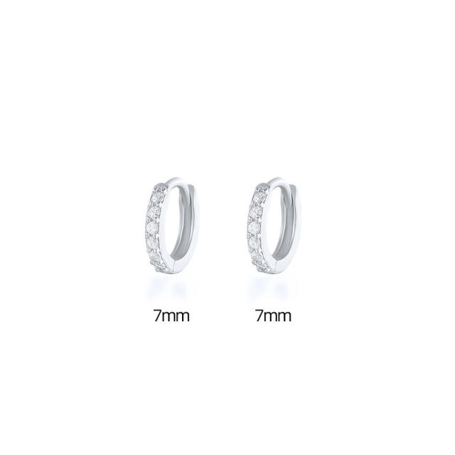 Diamond hoop huggie earrings