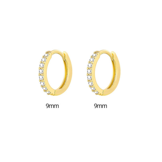 Diamond hoop huggie earrings