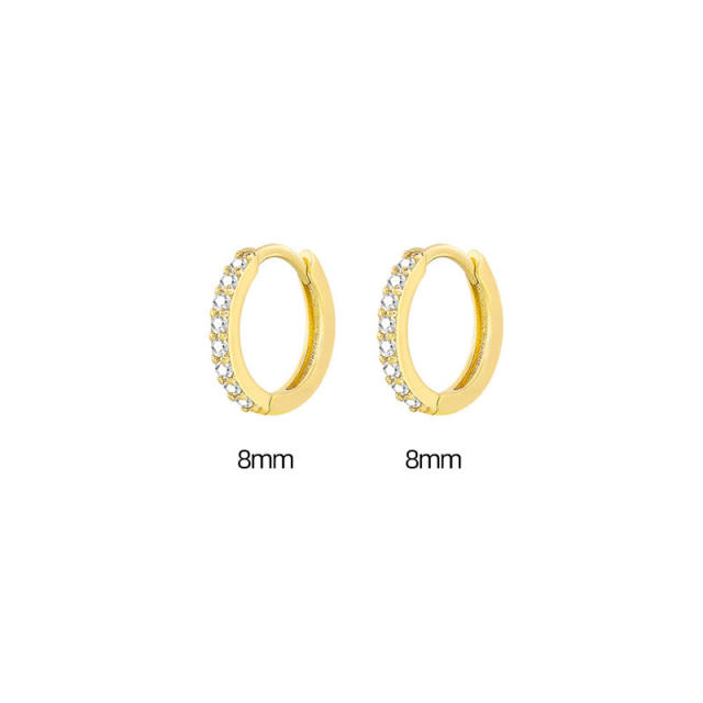 Diamond hoop huggie earrings