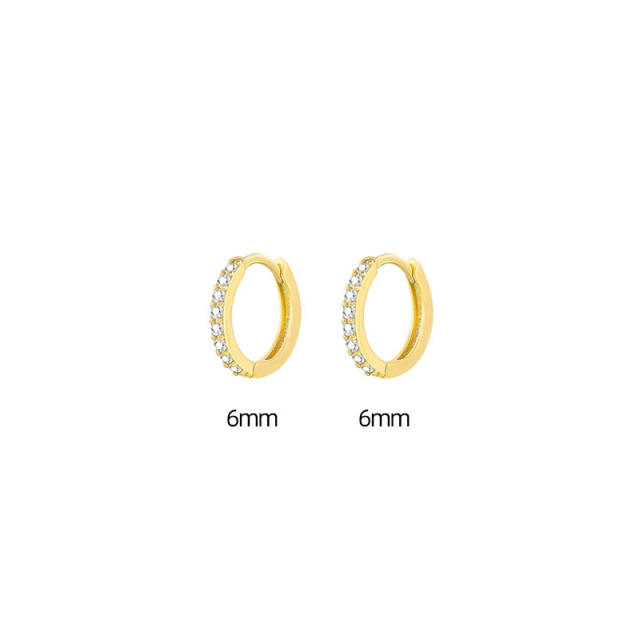 Diamond hoop huggie earrings