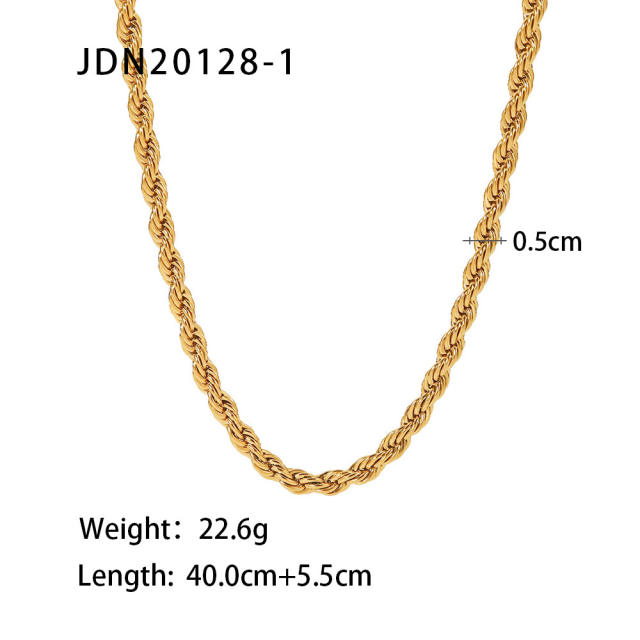 18k real gold plated cuban chain herringbone chain stainless steel necklace