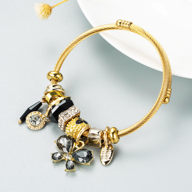 Crystal beads butterfly charm DIY bracelet