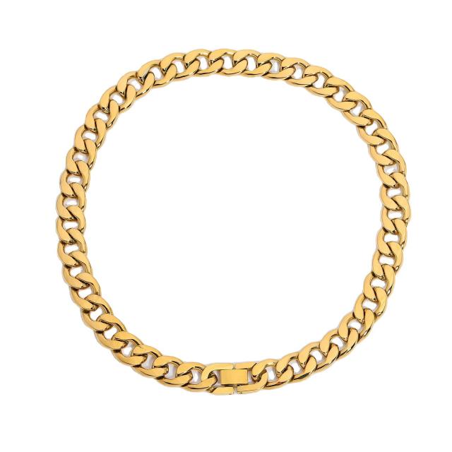 12mm 18k gold plated stainless steel cuban link chain chunky necklace