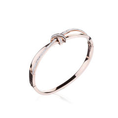 Delicate pave setting gem the bow shape stainless steel bangle bracelet