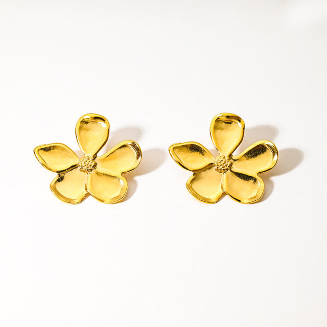 Natural flower design stainless steel studs earrings