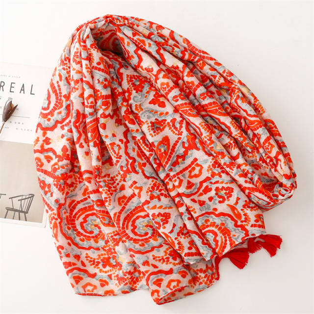 Personality red color cloud pattern fashion scarf