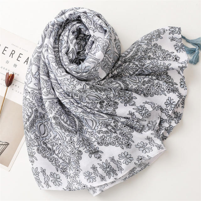 Summer gray color pattern women fashion scarf