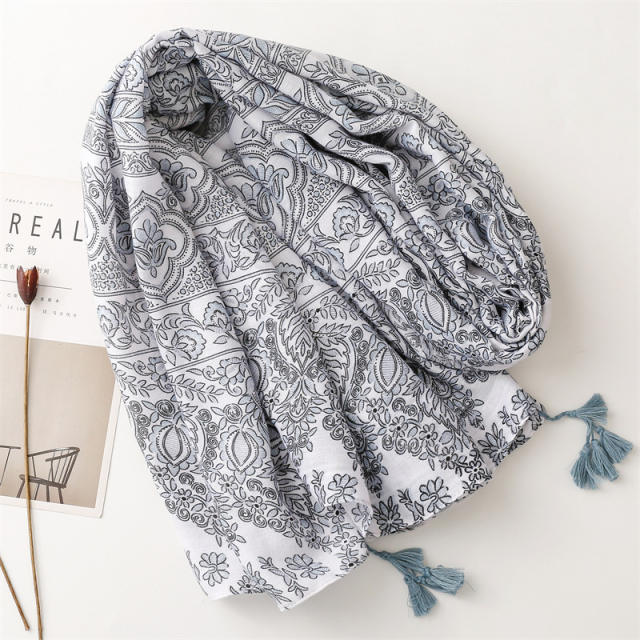 Summer gray color pattern women fashion scarf