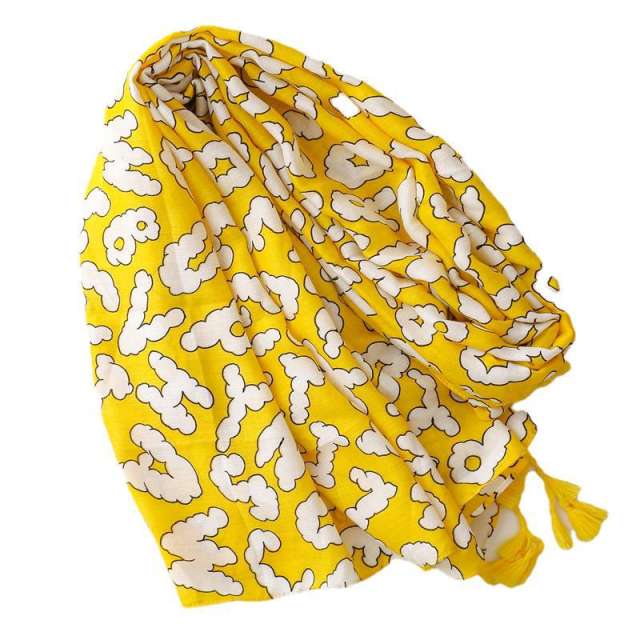 Bright yellow color women fashion scarf