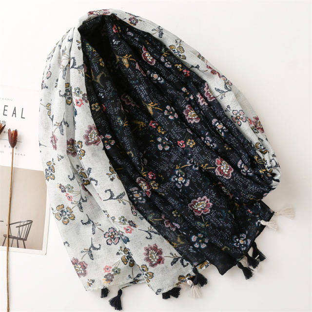 Vintage color matching floral pattern women fashion scarf