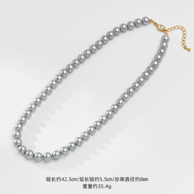 Elegant gray pearl bead necklace for women