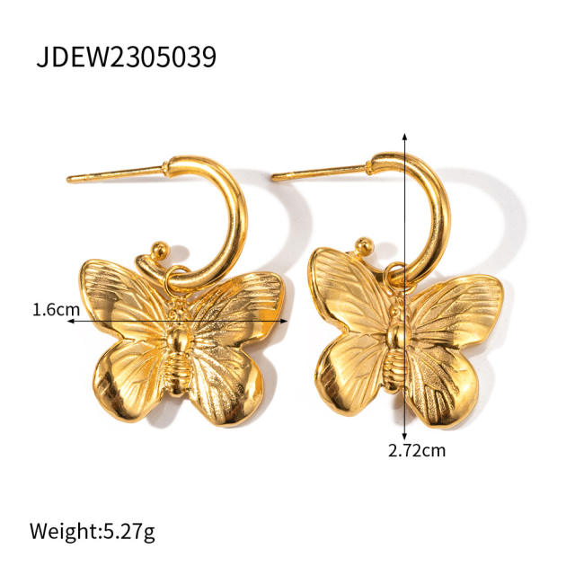 Vintage hot sale butterfly series stainless steel necklace earrings rings