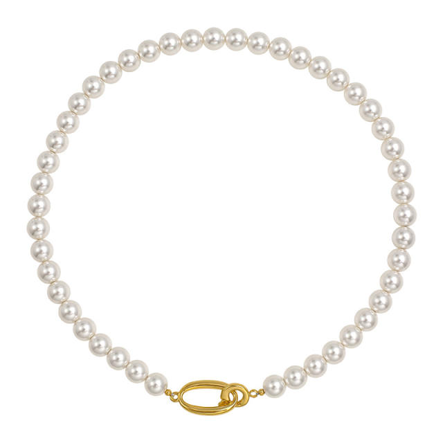 Elegant famous brand gray white pearl necklace