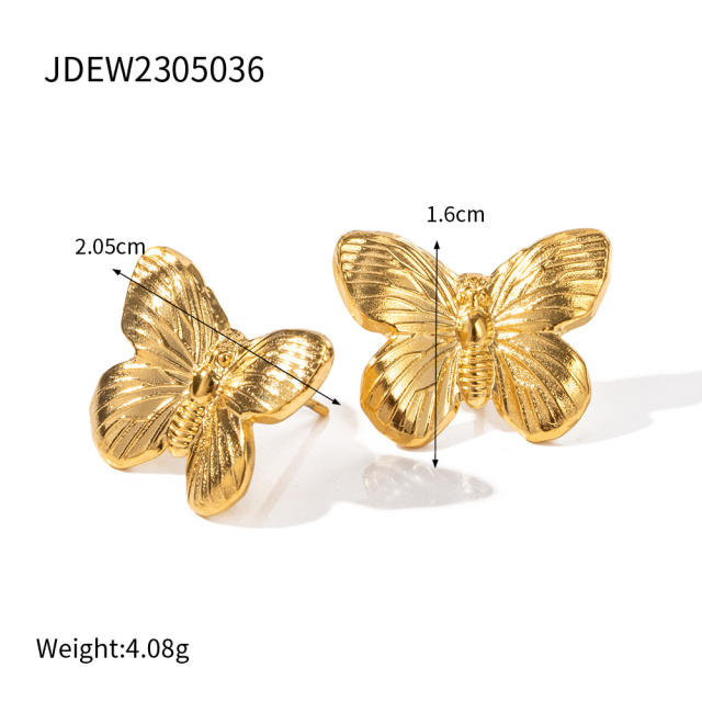 Vintage hot sale butterfly series stainless steel necklace earrings rings