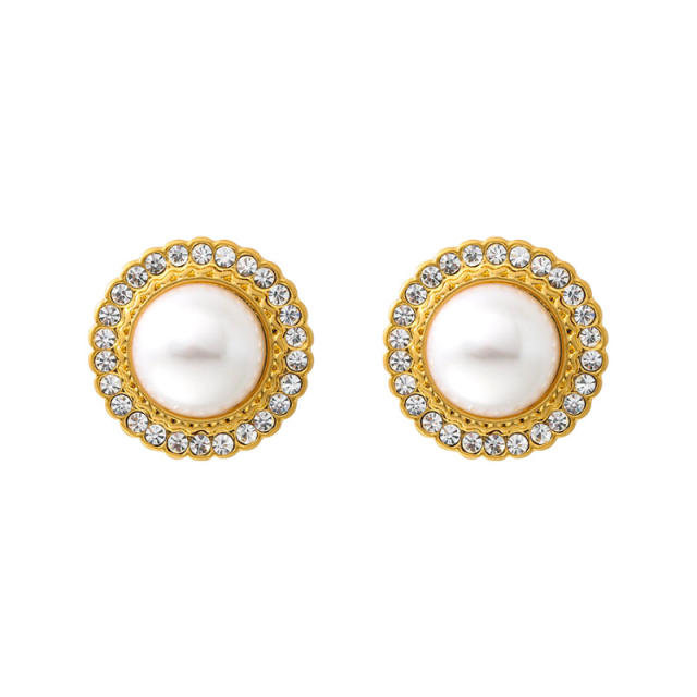 925 needle elegant pearl studs earrings