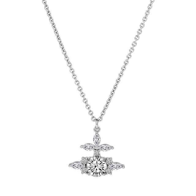 Delicate famous brand diamond saturn pendant women necklace