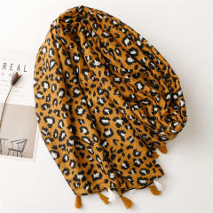 Personality yellow color leopard grain pattern women fashion scarf