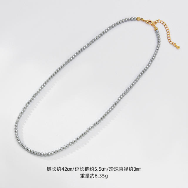 Elegant gray pearl bead necklace for women