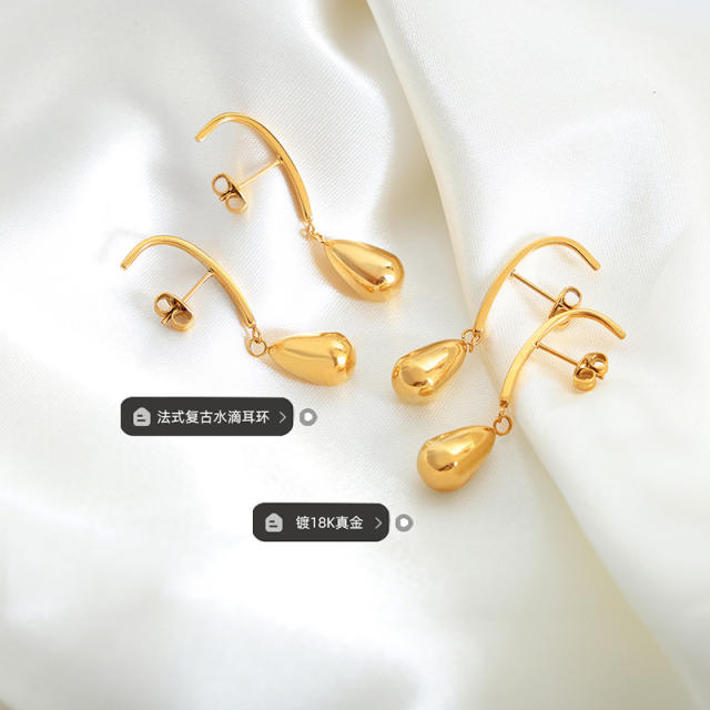 Classic teardrop stainless steel earrings