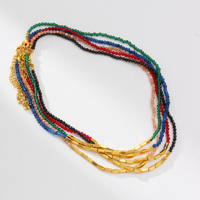 Summer colorful glass bead choker necklace