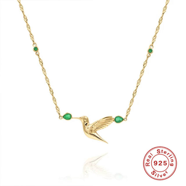 925 sterling silver dainty hummingbird women necklace