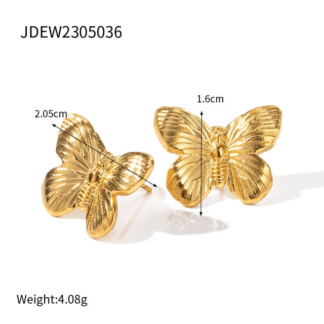 Personality butterfly vintage stainless steel choker earrings rings