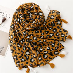 Personality yellow color leopard grain pattern women fashion scarf