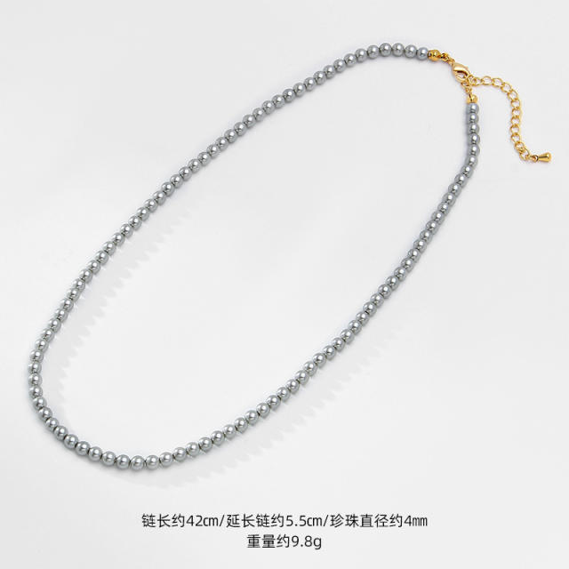 Elegant gray pearl bead necklace for women