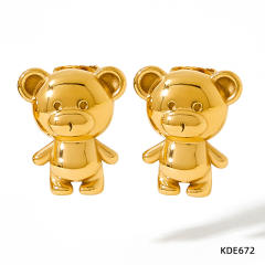 Cute funny bear chunky stainless steel studs earrings