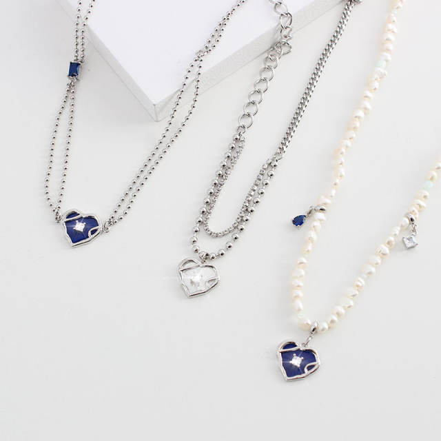 Designer heart series pearl bead women necklace