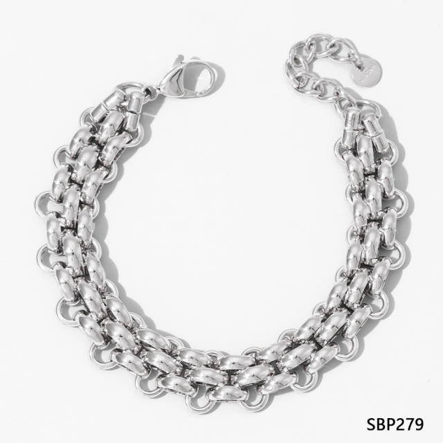 Personality braid pattern chunky stainless steel chain bracelet