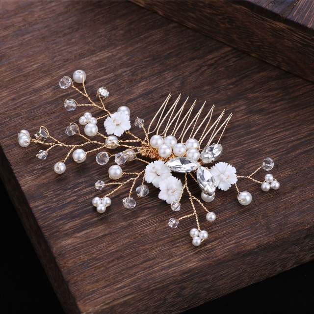 Wedding pearl bead handmade alloy hair combs