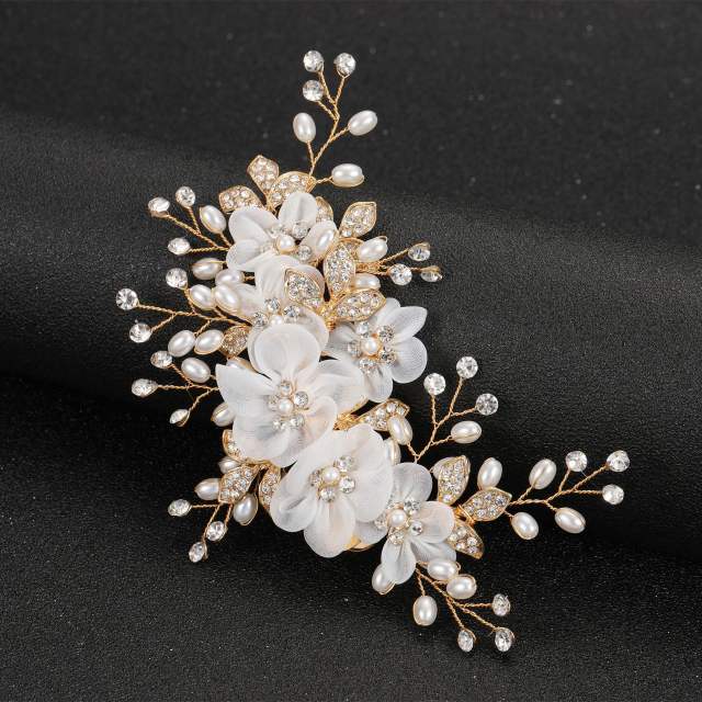 Birthday party wedding gold silver color flower diamond hair clips