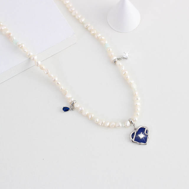 Designer heart series pearl bead women necklace