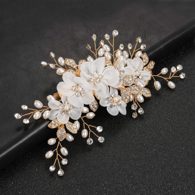 Birthday party wedding gold silver color flower diamond hair clips