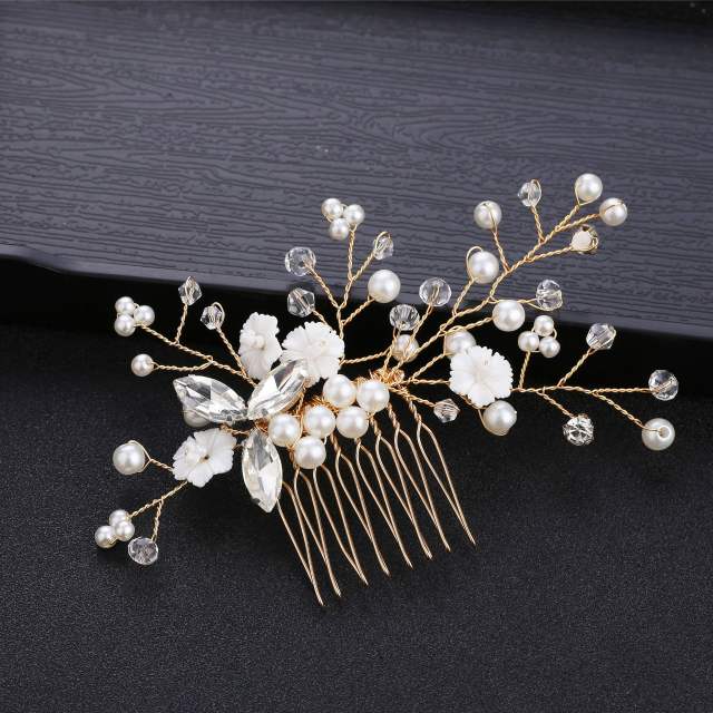 Wedding pearl bead handmade alloy hair combs