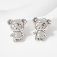 Cute funny bear chunky stainless steel studs earrings