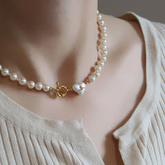 Famous brand pearl bead saturn choker necklace