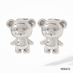 Cute funny bear chunky stainless steel studs earrings