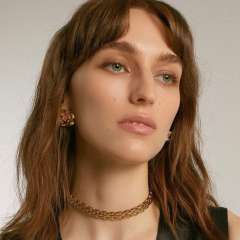 Personality chunky braid pattern stainless steel chain necklace