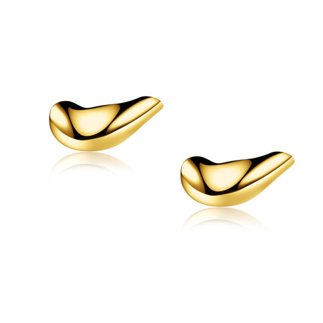 3D unique real gold plated copper studs earrings 1pcs price