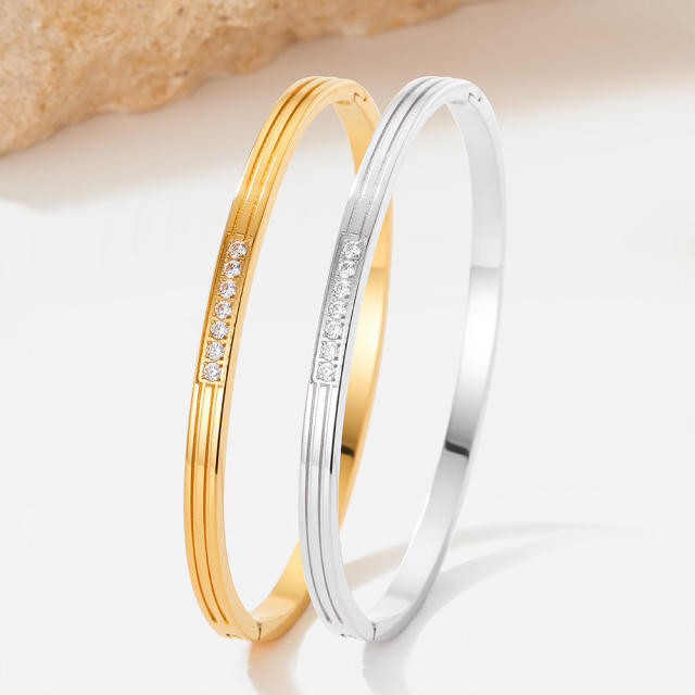 Chic diamond stainless steel bangle bracelet