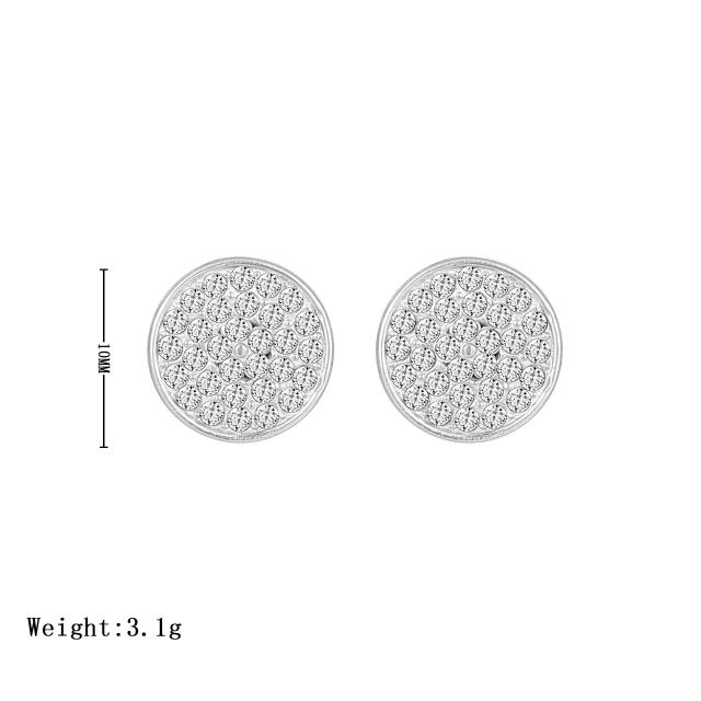 Korean fashion colorful cubic zircon round shape stainless steel studs earrings