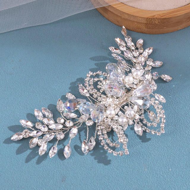 Delicate rhinestone handmade wedding bridal hair clips