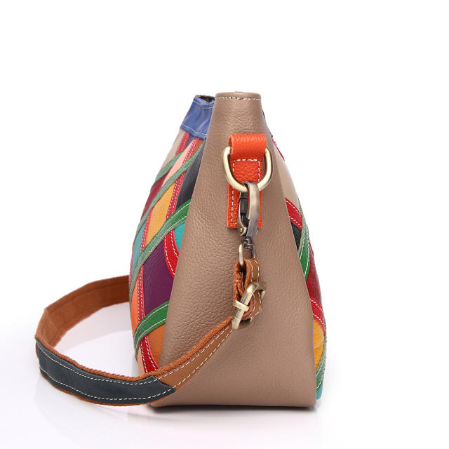 Color matching Genuine Leather good quality women crossbody bag